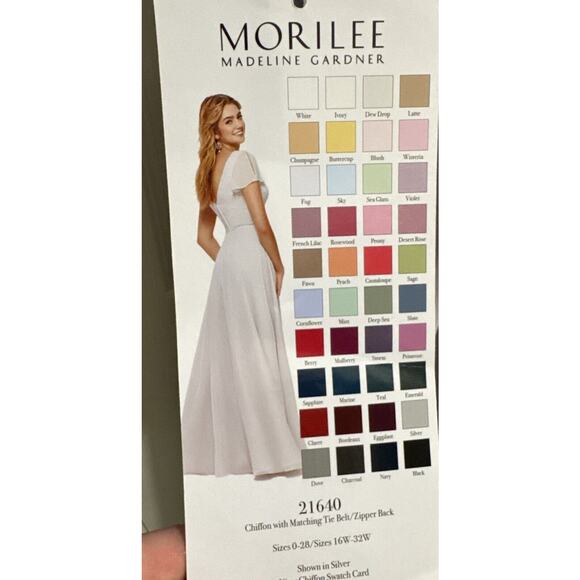 NWT‎ MoriLee Madeline Gardner Bridesmaid Dress 21640 in Silver 16 Plus Mother - Picture 8 of 8
